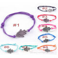 Metal Hasma Hand Charm Wax Cord Bracelets